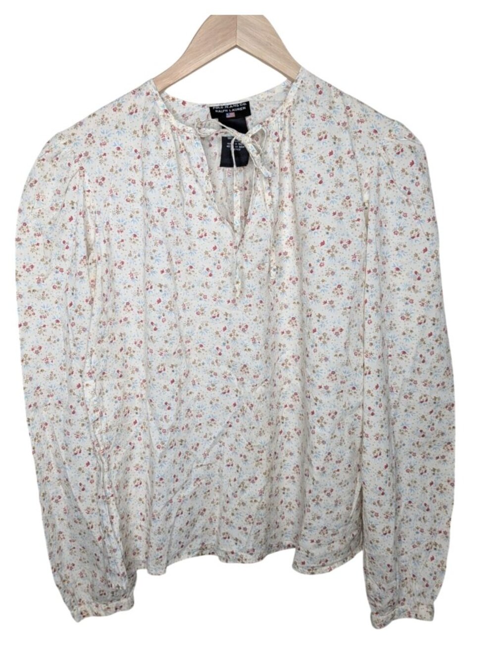 Polo Jeans Co. Ralph Lauren Womens Floral Cottage Peasant Tunic Blouse Large